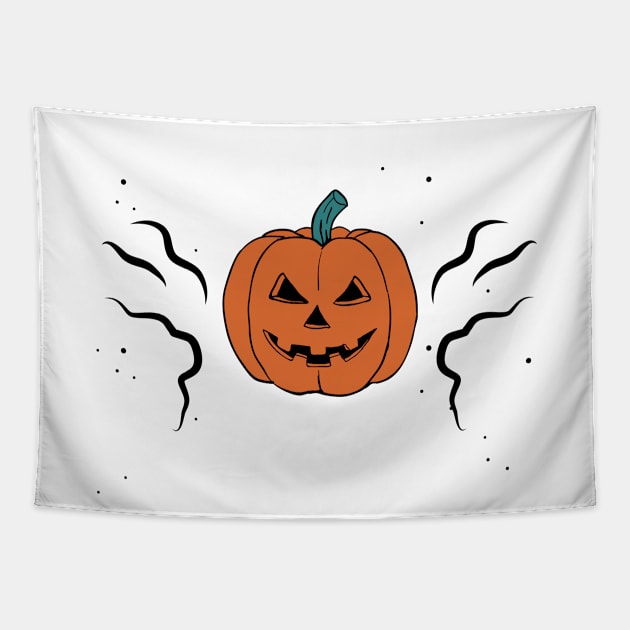 Creepy pumpkin, Halloween Tapestry by WonBerland