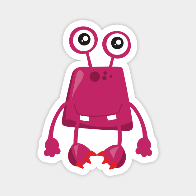 Cute Monster, Pink Monster, Funny Monster, Silly Magnet by Jelena Dunčević