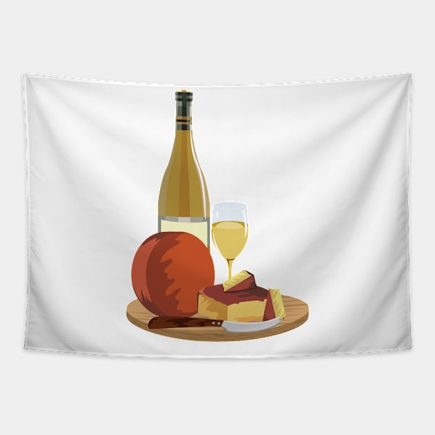 Wine and Cheese Tapestry by SWON Design