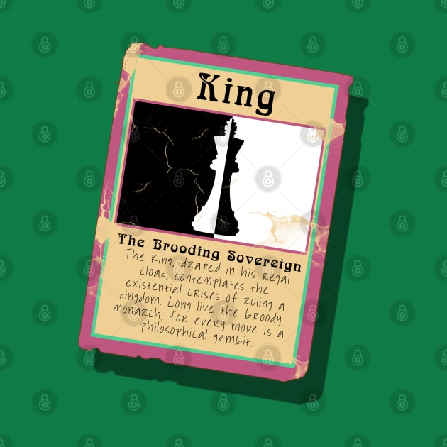 The Brooding Sovereign Chess King Trading Card by Fun Funky Designs