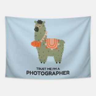 Cute Llama Photographer Tapestry