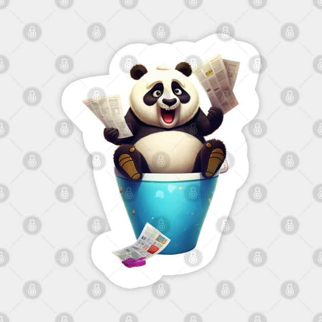 Panda's Playful Morning Routine Magnet by vk09design