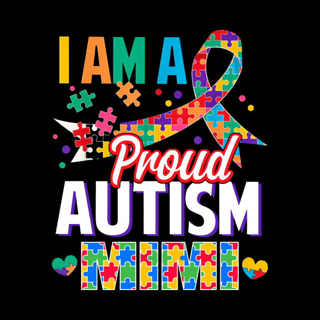 I Am A Proud Autism Mimi Autism Awareness Ribbon by Red and Black Floral