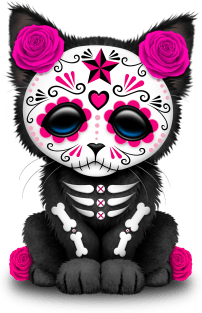 Cute Pink Day of the Dead Kitten Cat Magnet