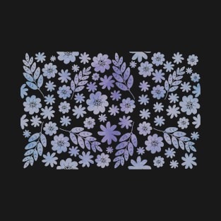Grey & Lavender Floral Pattern T-Shirt