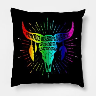 Buffalo Skull Rainbow Pillow