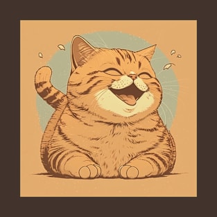 2d Illustration of smiling cat lying with closed eyes T-Shirt