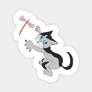 A kitten and a dragonfly Magnet