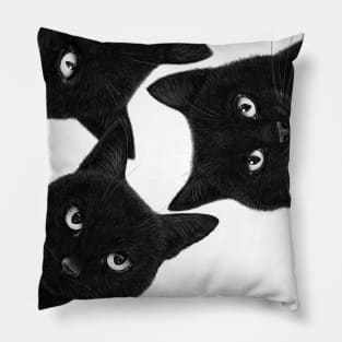 Three black cats in a circle Pillow
