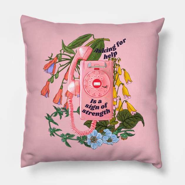 Asking For Help Is A Sign Of Strength Pillow by FabulouslyFeminist