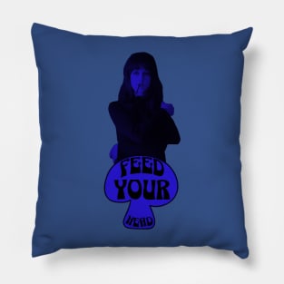 Feed Your Head (In Trippy Black and Blue) Pillow