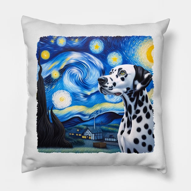 Starry Dalmatian Dog Portrait - Pet Portrait Pillow by starry_night