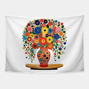 Cute Whimsical Flowers in an Orange Vase Tapestry