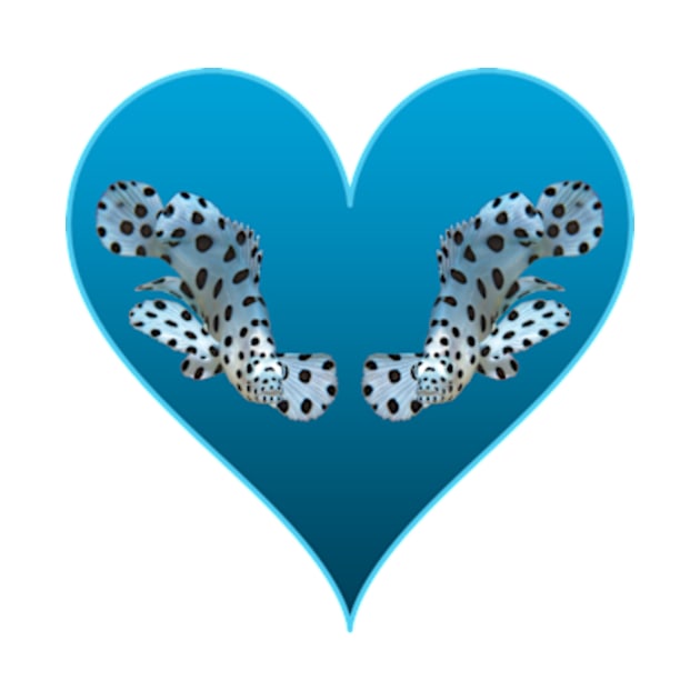 Cute motif of a fish | Small fish in a blue heart | by Ute-Niemann