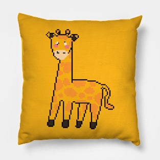 Tall and Majestic: Pixel Art Giraffe Design for Trendy Fashion Pillow