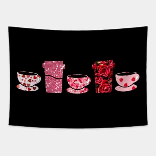 Valentine's Day coffee cups Tapestry