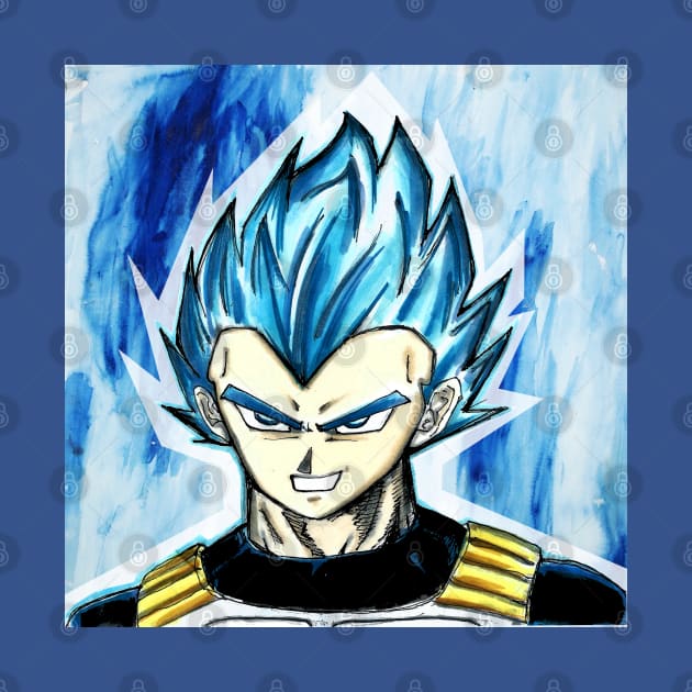 vegeta the super saiyan god in blue in dragonball by jorge_lebeau