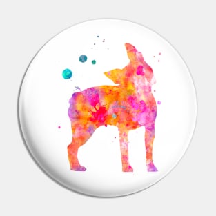 Boston Terrier Dog Watercolor Painting Pin