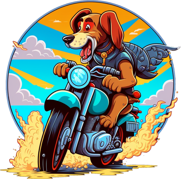 cute dog riding a motorcycle Kids T-Shirt by abomastour