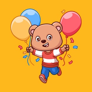 Birthday Bear Cute Cartoon T-Shirt