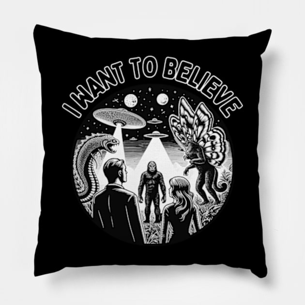 I Want To Believe! Pillow by Desert Owl Designs