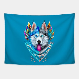 Alaskan Malamute Ice And Fire Sled Dog Tapestry