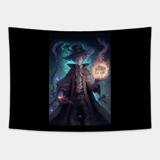 Anime Wizard Hero Fighting with Magic Tapestry