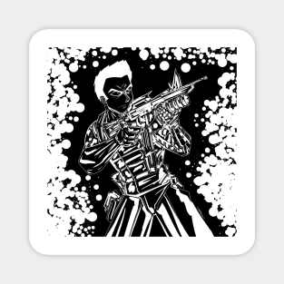 the dark soldier in black operatives in military action Magnet