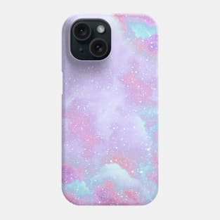 fairy dust glitter clouds magic sky in pastel colors pink purple and blue Phone Case