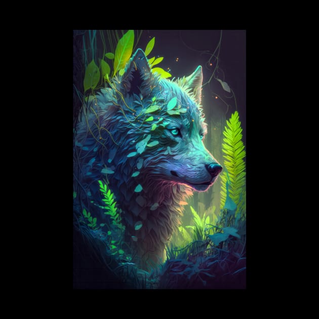 Wolf Animal Portrait Painting Wildlife Outdoors Adventure by Cubebox