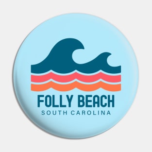 Folly Beach South Carolina Vintage Wave Pin