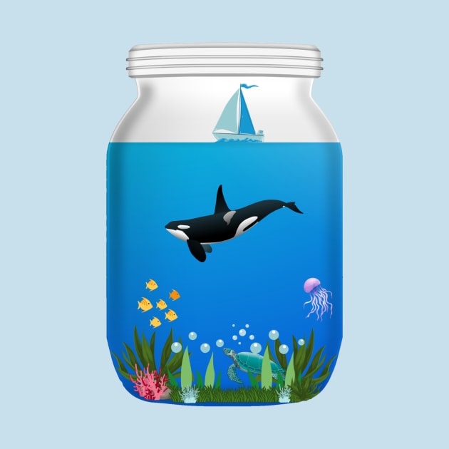 Sea world in a jar - Kawaii by LukjanovArt