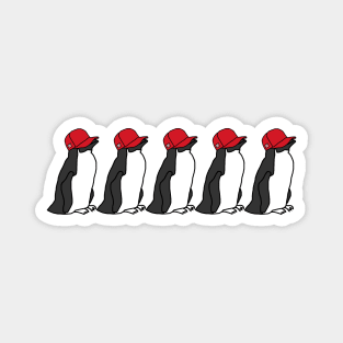 Trucker Hats Red Five Penguins Graphic Magnet