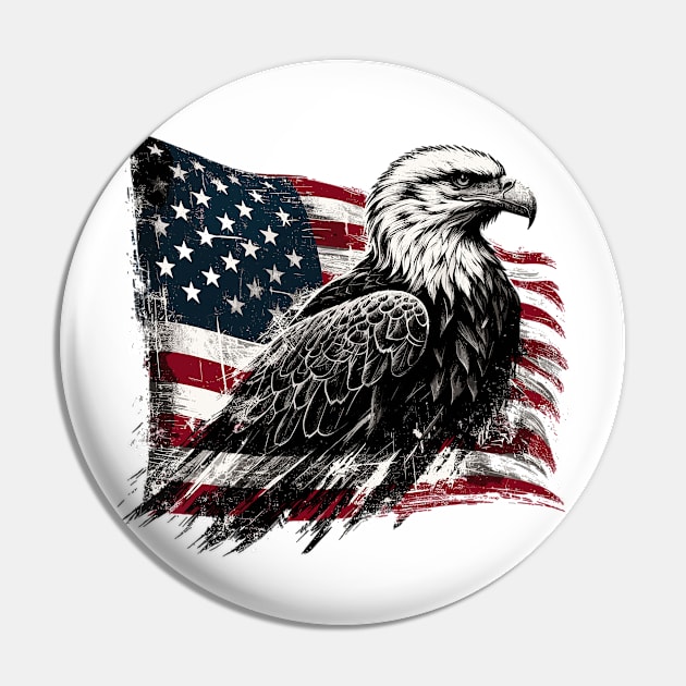 USA Flag with Bald Eagle Pin by Vehicles-Art