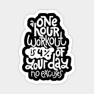 Fitness Motivational Quote - Gym Workout Inspirational Slogan (White) Magnet