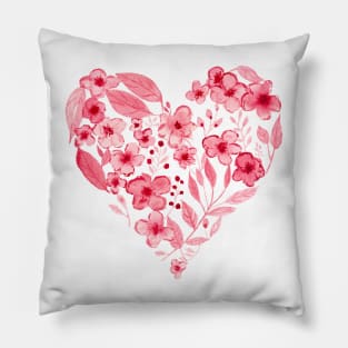 Watercolor Heart Art Print - Valentines Heart - Valentines Love - Floral Heart Pillow