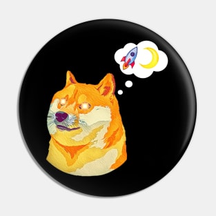 Laser Eyes Doge Shiba Inu To The Moon Pin