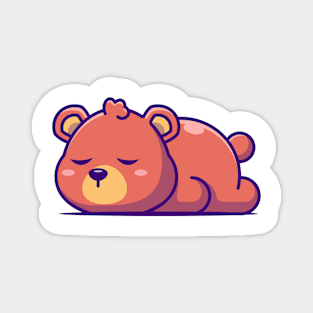 Cute bear sleeping cartoon illustration Magnet