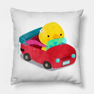 Miss Duck driving her car Pillow