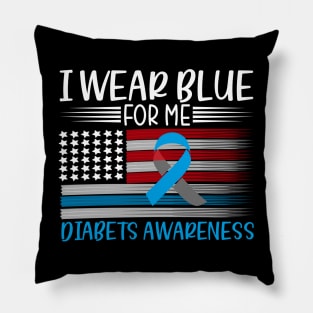I Wear Blue For Diabetes Awareness Pillow