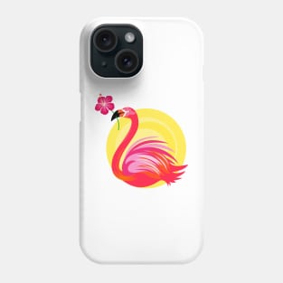 Flamingo Bird with Hibiscus Flower Phone Case