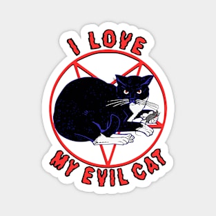 I Love My Evil Cat Funny Cat Shirt Magnet