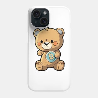 Cartoon Teddy Bear with a Bitcoin Coin - A Must-Have for Cryptocurrency Fans! Phone Case