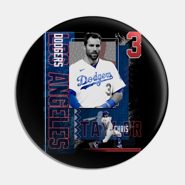 Chris Taylor Baseball Paper Poster Dodgers 2 - Chris Taylor - Pin