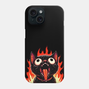 Black Cat On Fire Phone Case