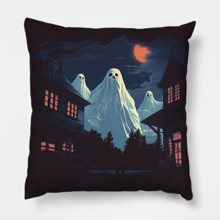 Poltergeist ghosts mountains retro vintage horror Pillow