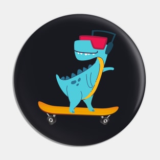 Skater Dino T-Rex Children Gift Pin