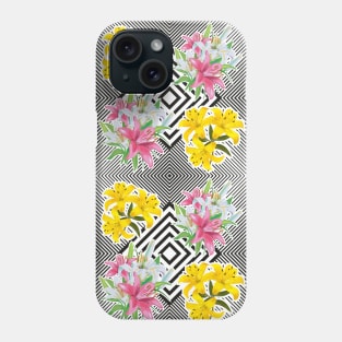 Colorful floral pattern with geometric shapes Phone Case