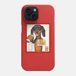 Funny cute Dachshund Doxie with football saying go long! Phone Case