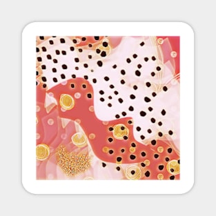 pink coral gold brown abstract digital painting Magnet